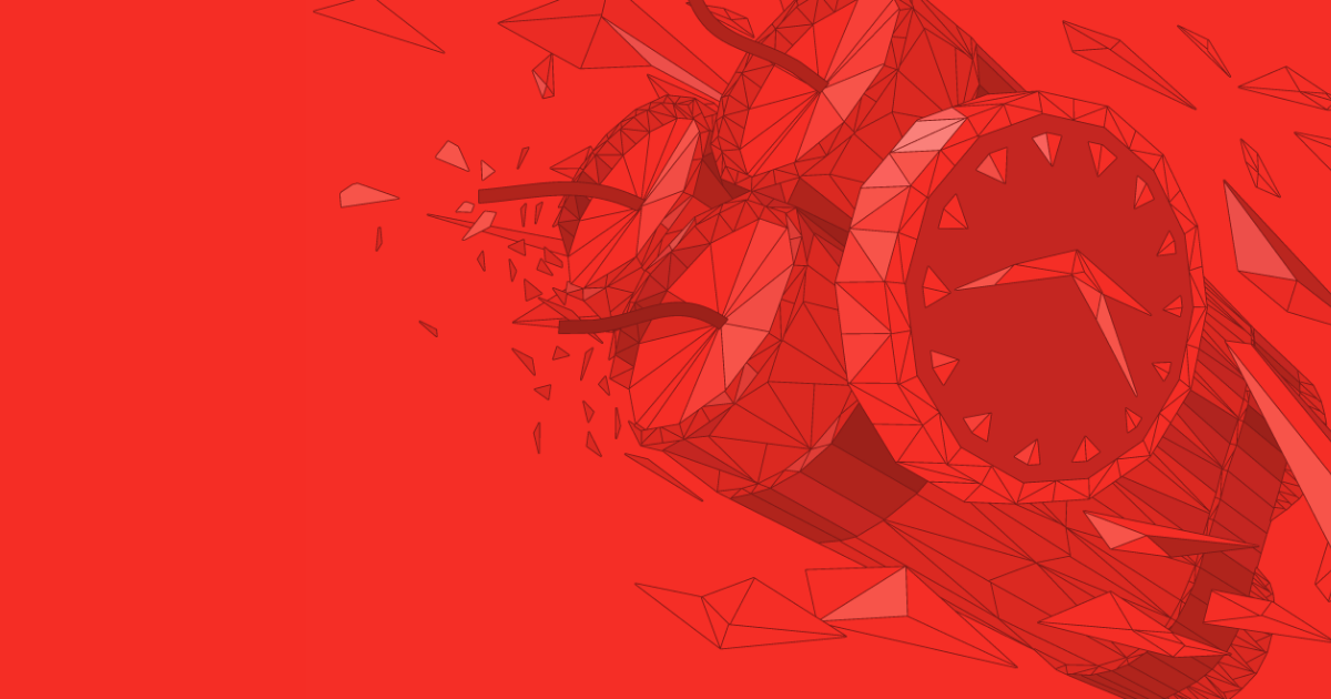 Grafika ilustracyjna: dynamit z zegarem, symbol odliczania kosztów taniego sklepu