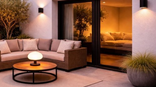 Mały taras: jak doświetlić stół i kącik wypoczynkowy