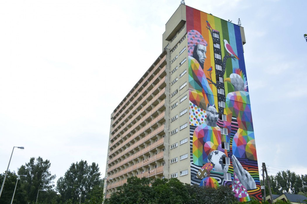 Mural - Okuda, Lumumby 12, X Dom Studenta UŁ 