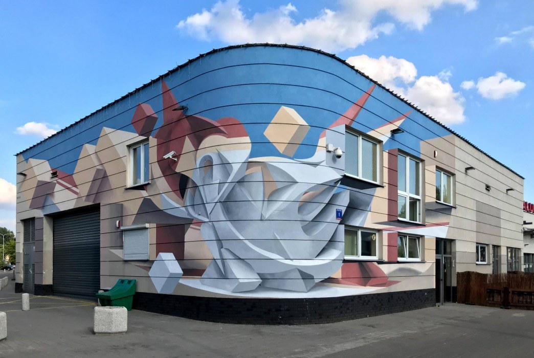 Mural - Peeta (Włochy), Hala na Rynku Bałuckim od strony ul. Zgierskiej, 2018