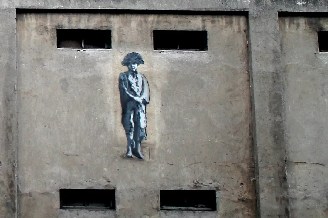mural - Chłopiec z obozu cygańskiego - Piotr Saul i Damian Idzikowski, 2016