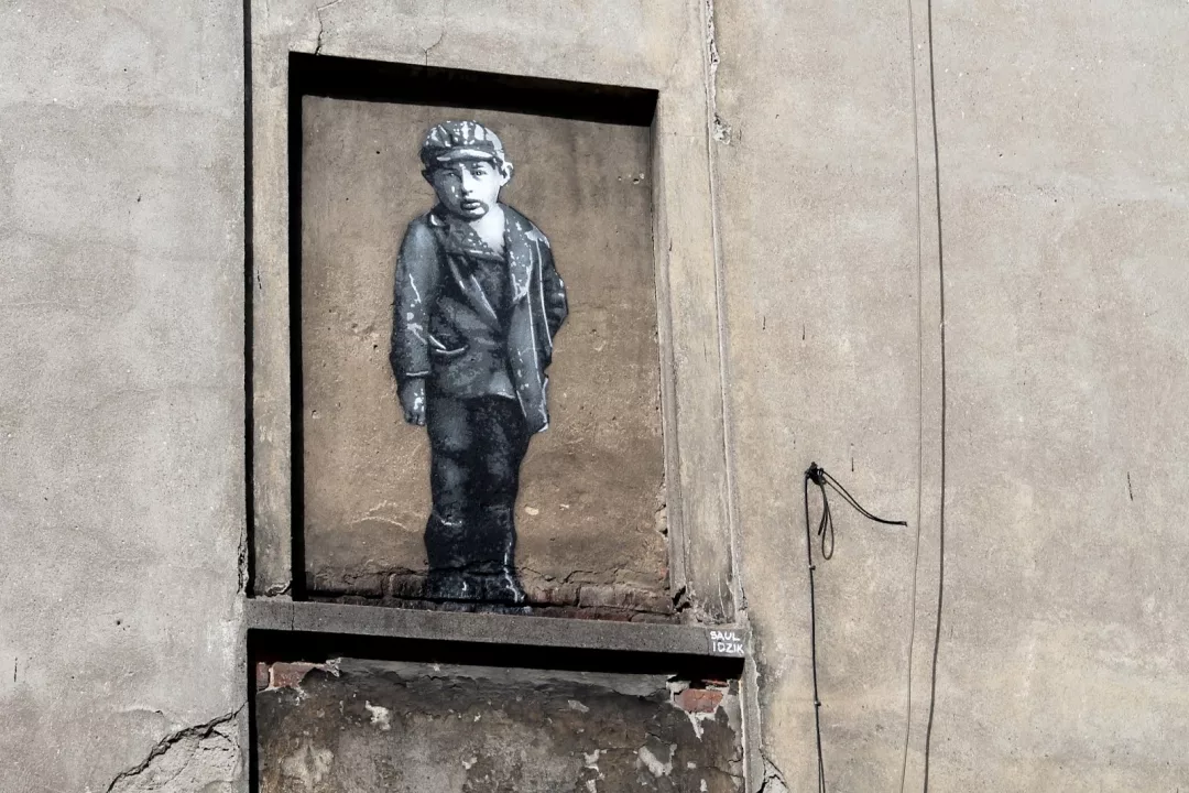 mural - Chłopiec żydowski - Piotr Saul i Damian Idzikowski, 2016