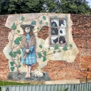 mural - Dziewczynka z fotografii Włodzimierza Pfeiffera - Piotr Saul i Damian Idzikowski, 2016