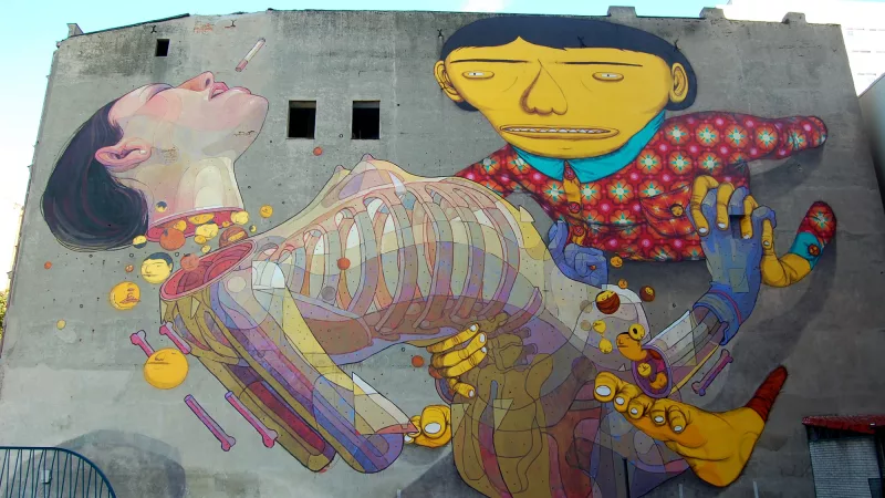mural - OS GEMEOS (Brazylia) x ARYZ (Hiszpania), 2012
