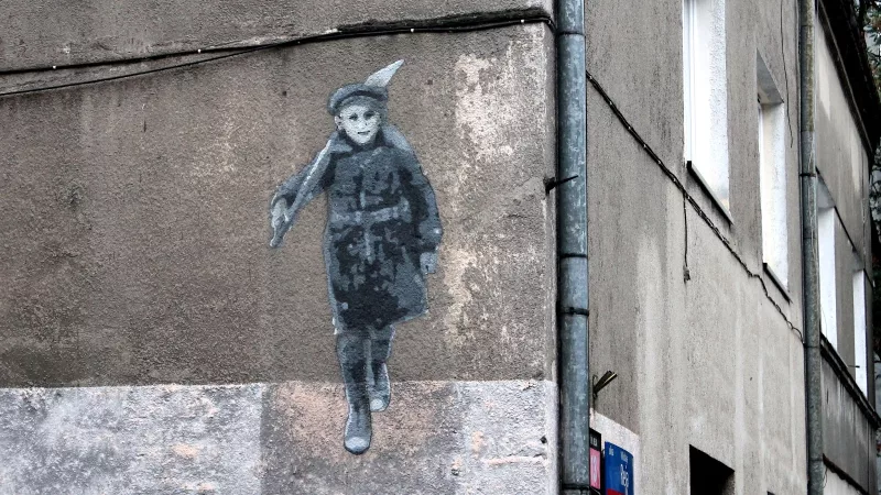 mural - Chłopiec z obozu dla dzieci polskich - Piotr Saul i Damian Idzikowski, 2016